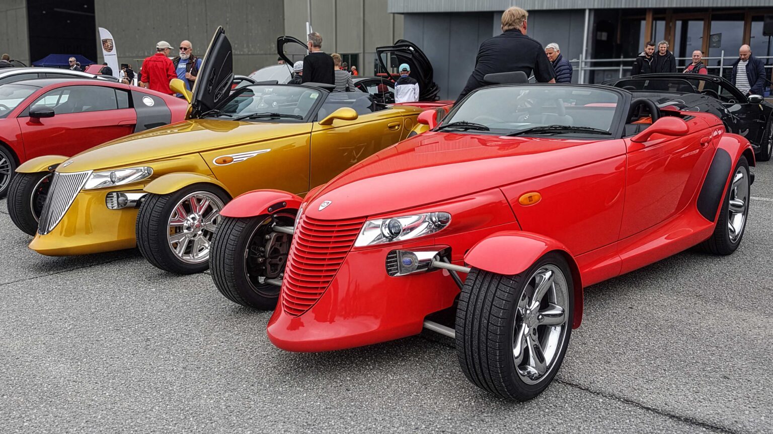 Classic Plymouth muscle car in front three-quarter view